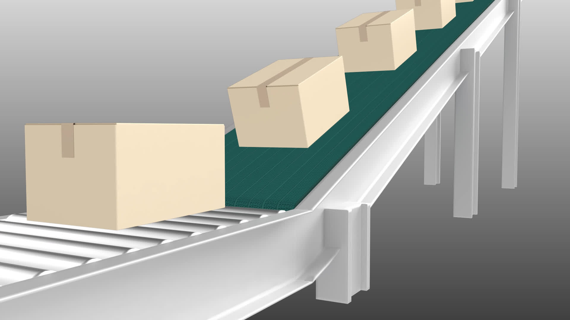物流センターや工場での傾斜搬送に使用される軽搬送ベルトの用途事例